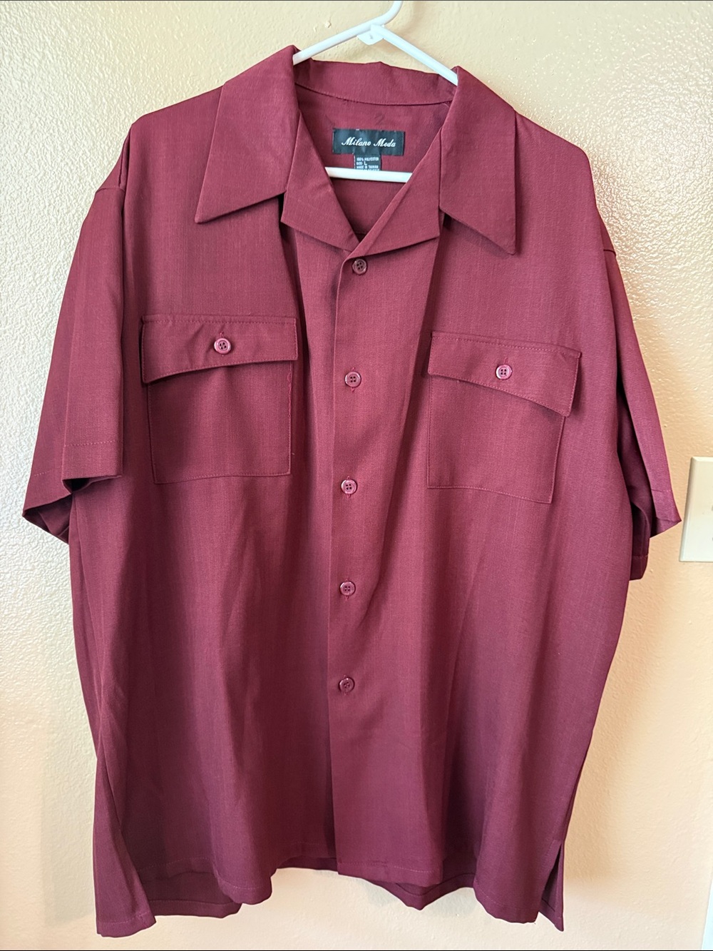 Milano Short-Sleeve Button-Down Shirt - Burgundy